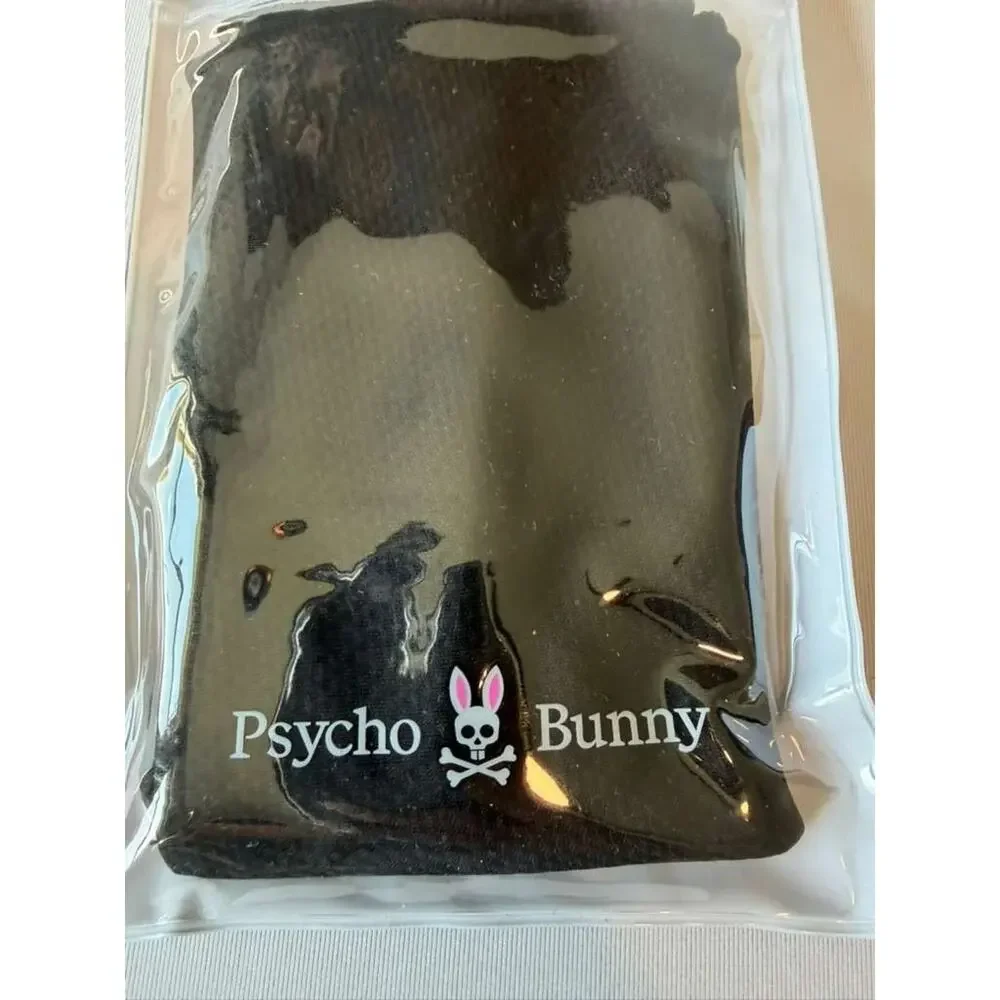 Psycho Bunny Sport Cooling Towel with Carabiner Clip Carrying Pouch –Black/White